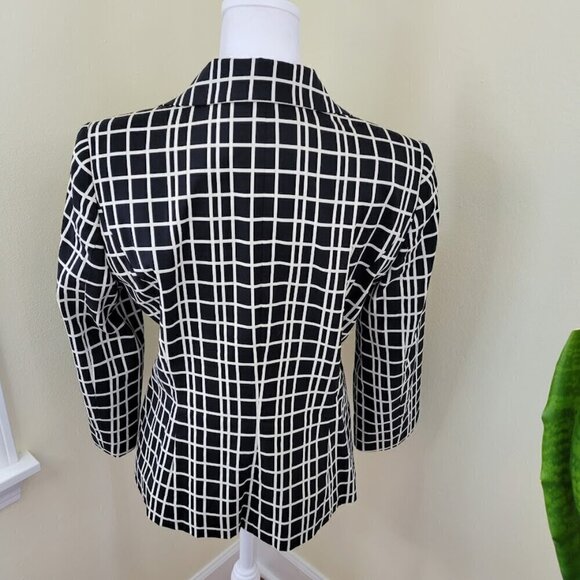 Classiques Entier Black White Pattern Blazer SZ M Two Button Cotton Blend Jacket - Picture 4 of 12